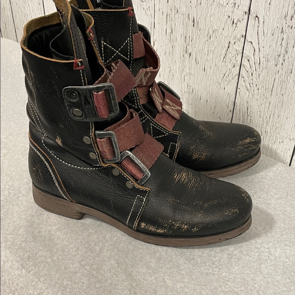 'Fly London Stif' Military Boot (Women) distressed look